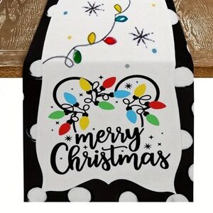 13x72 Table Runner Disney Minnie Mouse Christmas Lights holiday  Mantel Scarf